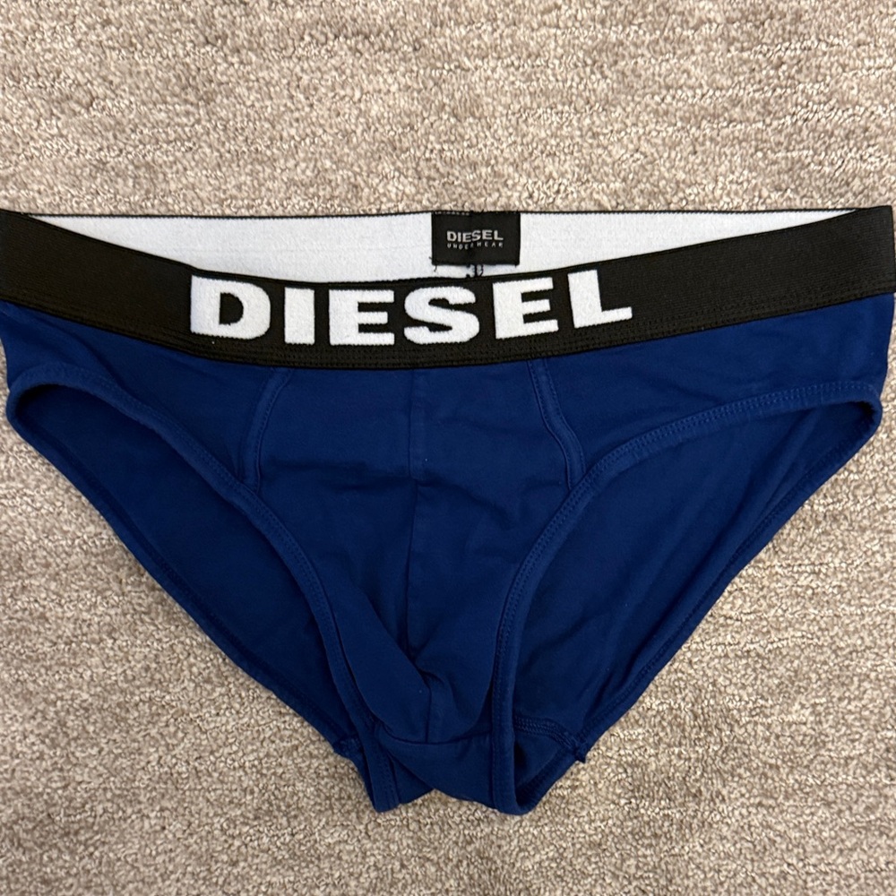 Diesel Men's Navy Briefs with Black Waistband